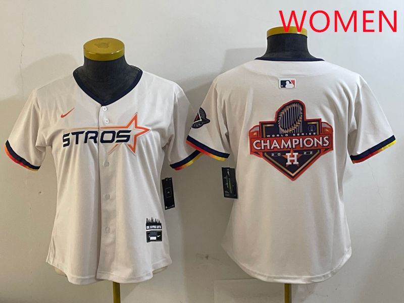 Women Houston Astros Blank Cream Three generations Joint Name 2025 Nike MLB Jersey style 41020->women mlb jersey->Women Jersey